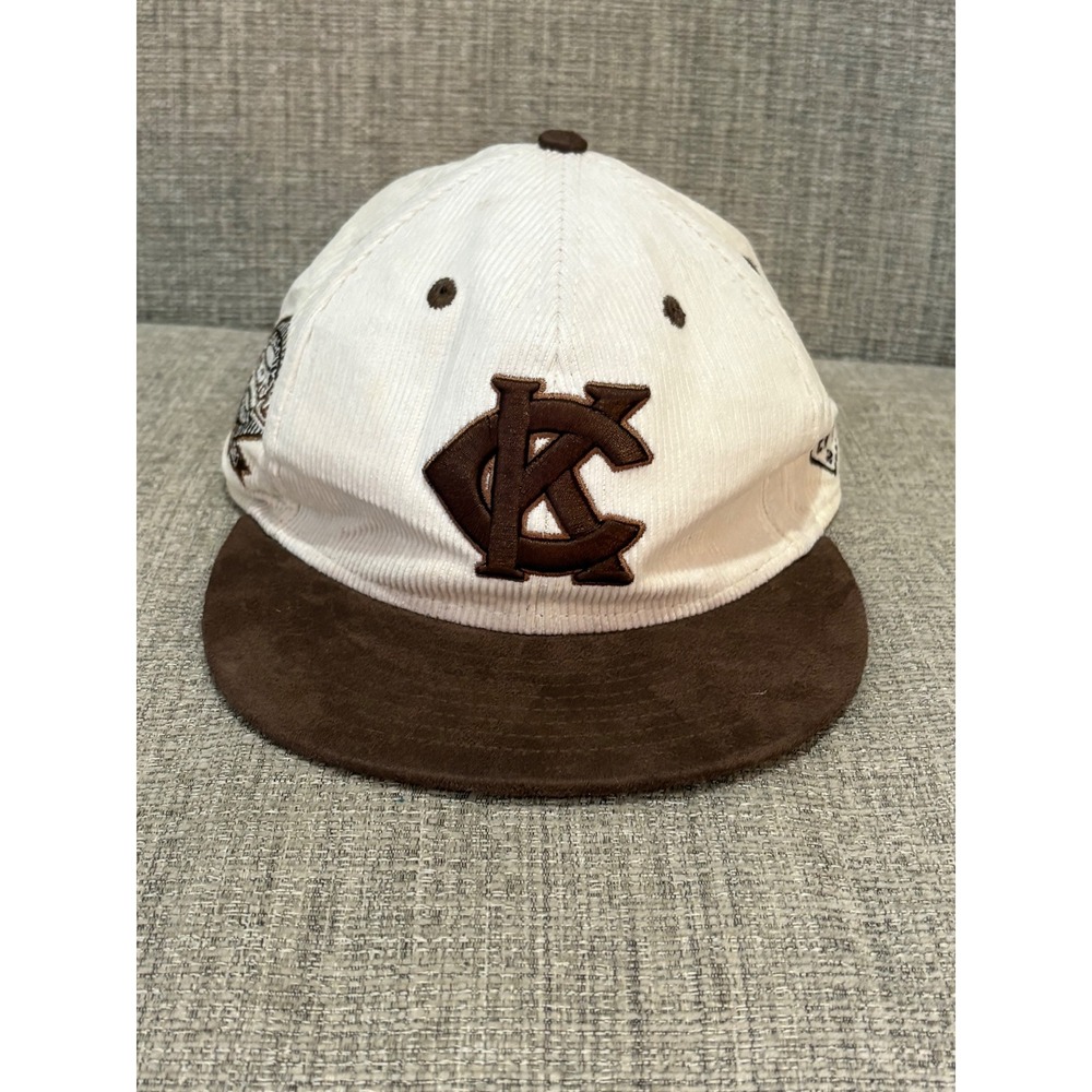 Ebbets Field Flannels Kansas City Monarchs Corduroy Fitted Hat 7 1/2 Brown Cream